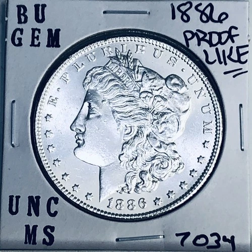 1886 BU GEM MORGAN SILVER DOLLAR UNC MS+++ U.S. MINT RARE COIN 7034