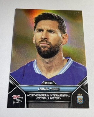 2025 Topps Now Lionel Messi #003 Most Assists Gold /50 - Jersey Match 10/50