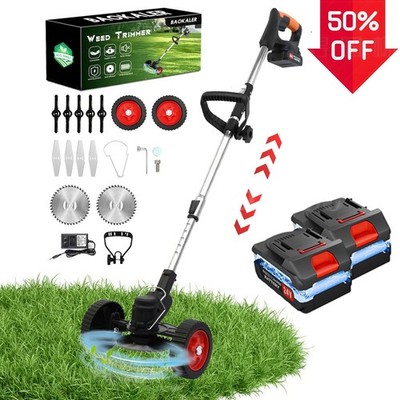 Cordless Weed Wacker Electric Brush Cutter Lawn Edger Grass String Trimmer Yard