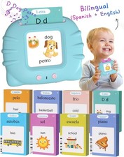 510 Words Spanish English Bilingual Talking Flash Cards for Toddlers 1-3, Poc...