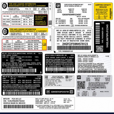 #ad All VIN Label Replacement Decal Most Makes Models Tire Pressure Door Jamb $89.99