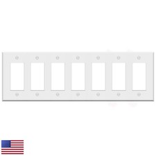 Airmont Products 7-Gang Rocker Wall Plate, 4.5" x 13.6", White Painted Steel