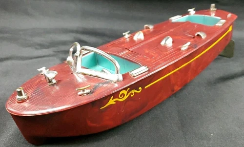 Vtg Rare Ideal Speed Boat Functioning Wind-up Motor Tested See Detailed Pics 