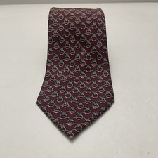 Hermes Men's Tie Rope Rings Burgundy Gray 100 Silk 784 MA 3  x 55" France