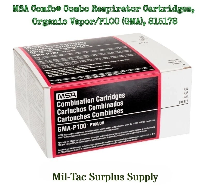 MSA Comfo® Combo Respirator Cartridges, Organic Vapor/P100 (GMA), 815178 - Image 4 of 4