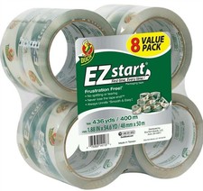 Duck EZStart Clear Packing Tape Refills 1.88 Inch x 55 Yards - 8 ROLLS