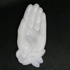 Vtg Milk Glass Hand Shape Trinket Soap Ring Dish 5" White Flower Pin Tray Vanity