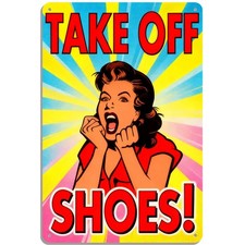 Shoes Off Sign, No Shoes Signs for Home Front Door, Take Your Shoe Off Signs,...