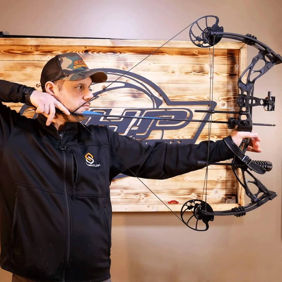 Compound Bow Pure Carbon Arrow Set 0-70lbs Adjustable Archery Bow Hunting 325fps - Image 4 of 4
