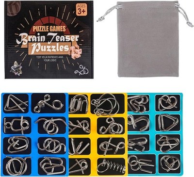 IQ Spiele Metallpuzzle 24 Stück Geduldspiel Geschicklichkeitsspiel Mini Geschenk