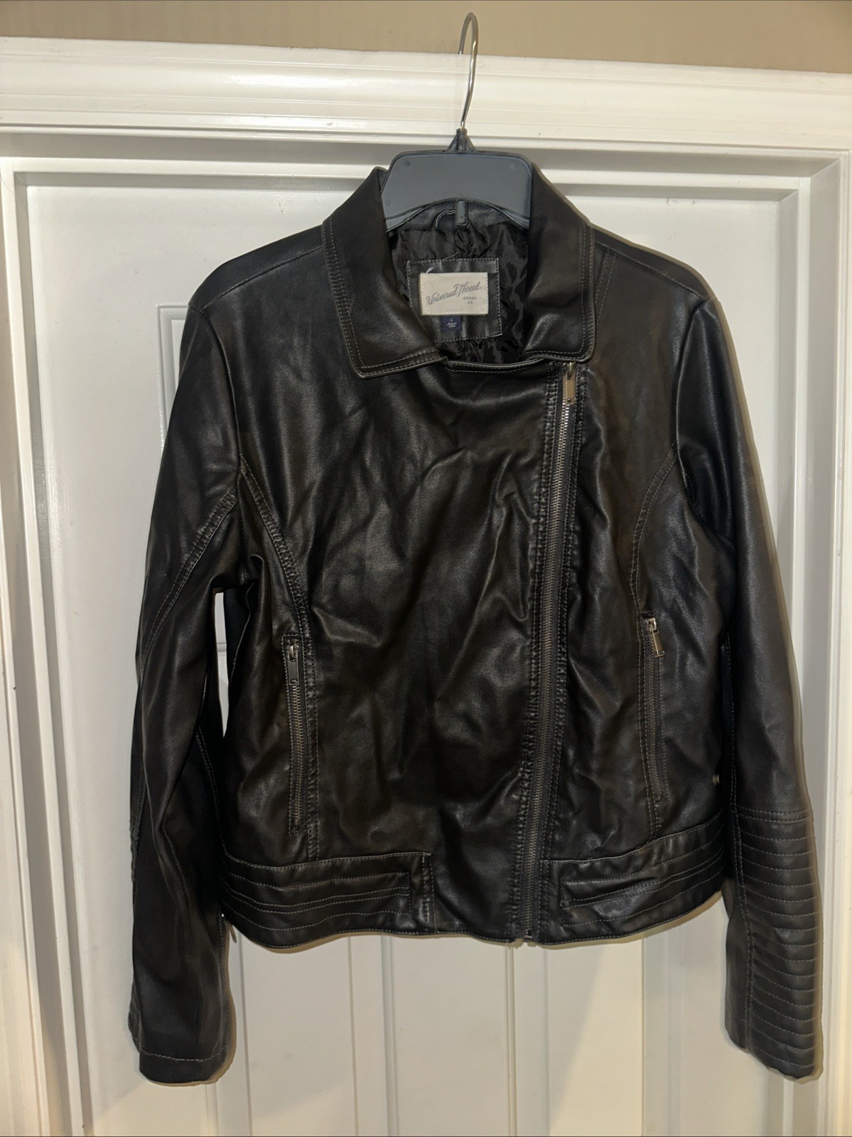 Universal Thread L Black Leather Jacket Women's S… - image 1