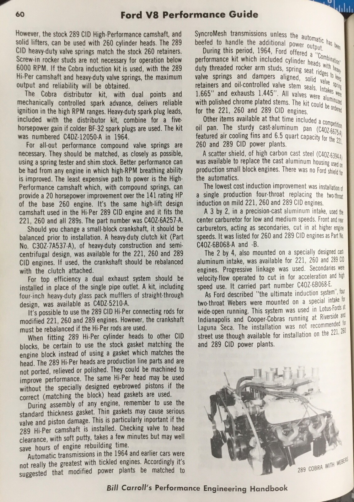 Ford Fooorrd V8 Performance Guide Book 117 Bill Carroll 1972 Acceptable Cond