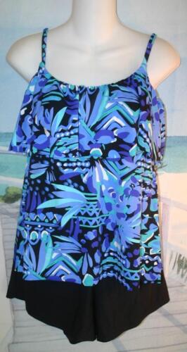 BUILD YOUR OWN BADEANZUG 12 MISSES SWIM TOP BLAU GRÜN WELLEN TOP RÜSCHEN HIPPIE - Bild 3 von 4