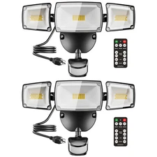 55W LED Security Lights 5500LM Motion Sensor Light with Remote Control Plug in
