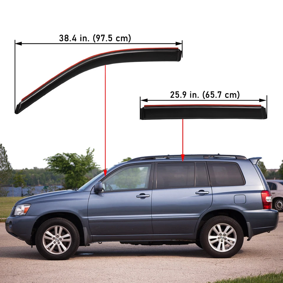 In-Channel Sleek Window Vent Visor Rain Guard for 2001-2007 Toyota Highlander Foto 2 de 4
