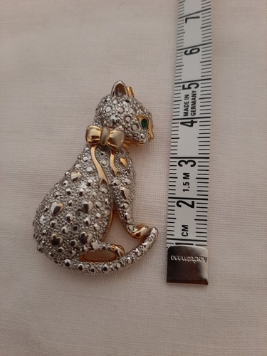 Broche Chat Dorée Avec Strass – Épingle Métal Superbe, Neuf Sans Emballage