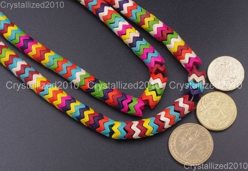"Cuentas espaciadoras Heishi onduladas de piedra preciosa turquesa azul mezclado 5 mm x 10 mm 15,5" - Imagen 12 de 12