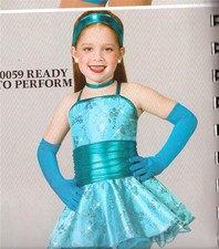 Jazz Dance Costume Tap Artstone Blue Skate dress pageant Ready to Perform