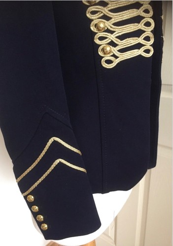 Zara Navy & Gold Braid Embroidered Military Inspired Jacket Blazer Size S - Picture 10 of 24
