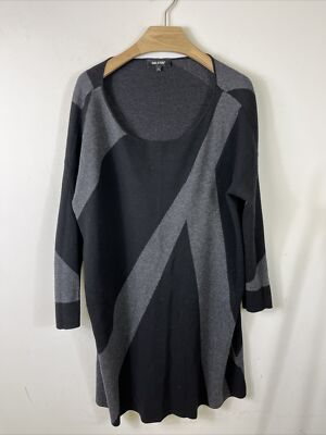 Isabel De Pedro Chesca Dress Jumper Black Size Small Grey Black Midi Wool  Blend