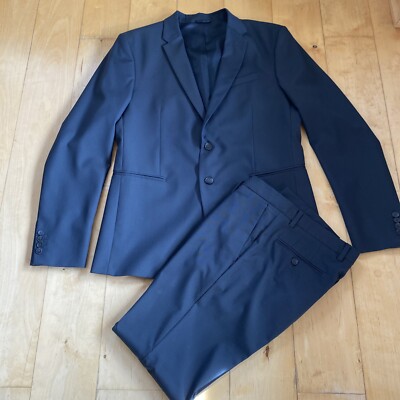 BENETTON Anzug Herren blau Italienische Größe Hose: 48 Schnitt Slim Sakko Gr. 54