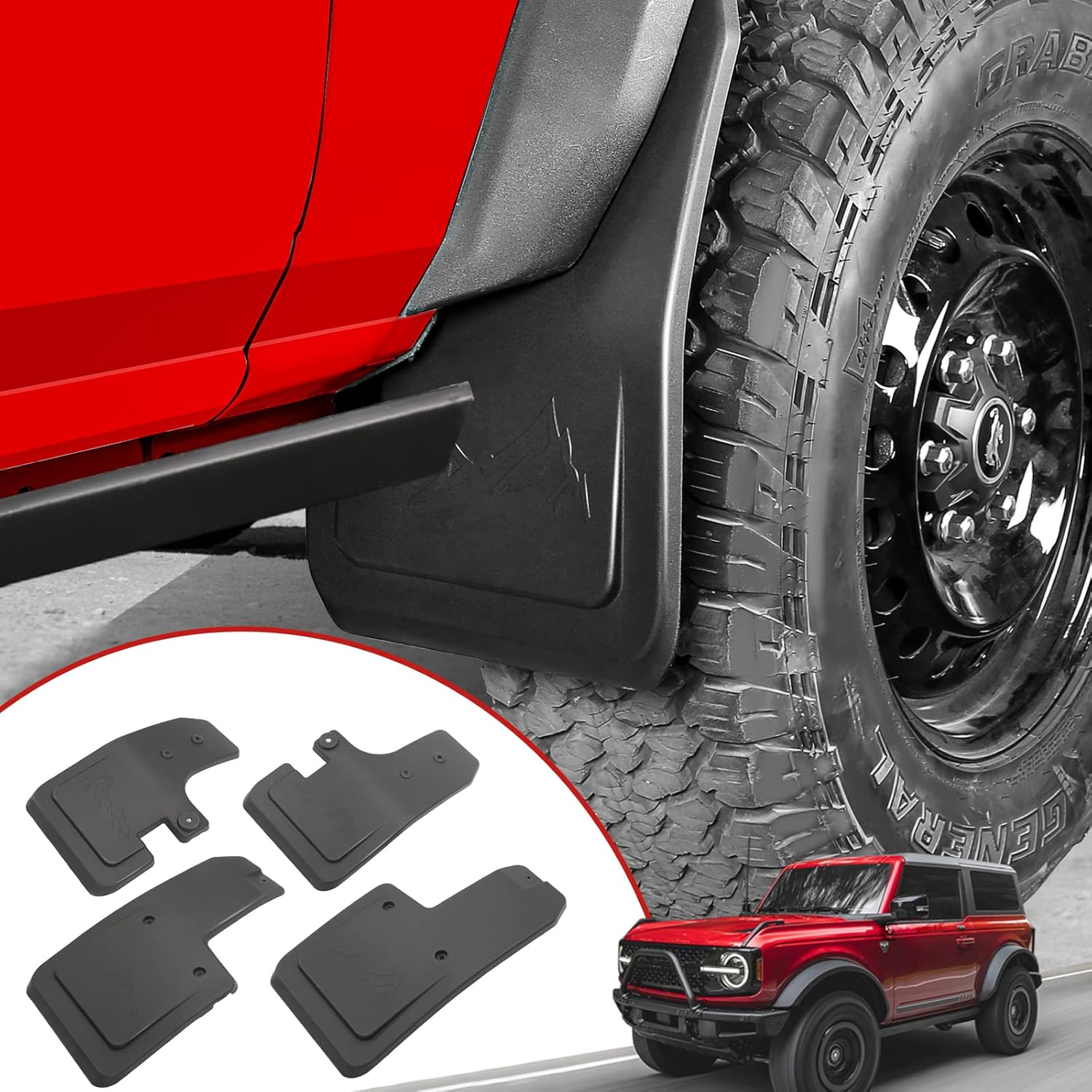 Mud Flaps for Ford Bronco Accessories 2021 2022 2023 2024 2/4-Door No Punching R-image