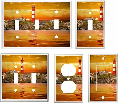 LIGHTHOUSE  OCEAN SUNSET  5 LIGHT SWITCH COVER PLATE   YOU PICK  SIZE