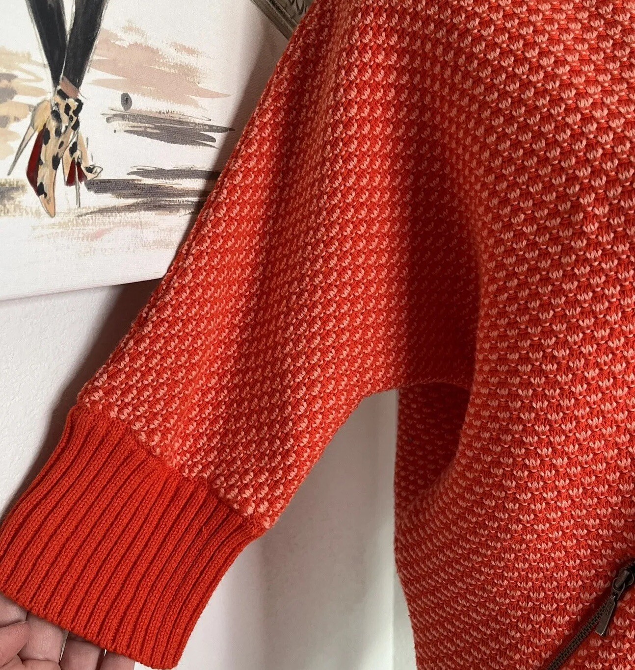 CAbi Women’s Orange Patterned Cocoon Zip Front Ca… - image 4