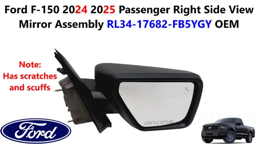 Ford F150 2024 2025 Passenger Right Side View Mirror Assembly RL34-17682-FB5YGY
