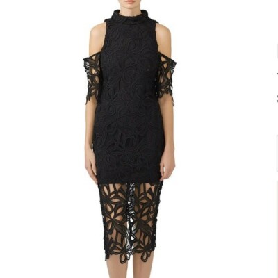 Striking Macrame Lace Elliatt Black Dress EUC | eBay