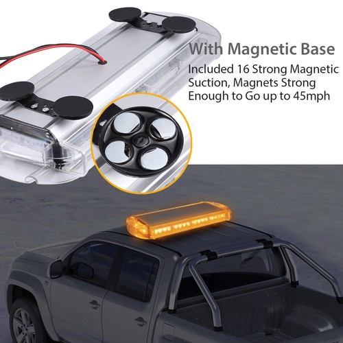 40 LED Amber Emergency Warning Strobe Light Magnetic Flashing Beacon Lamp 12/24V - Picture 6 of 11