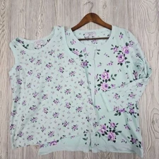 Carole Hochman Heavenly Soft Pajama Top 2 Piece Set Women's Small Floral Print