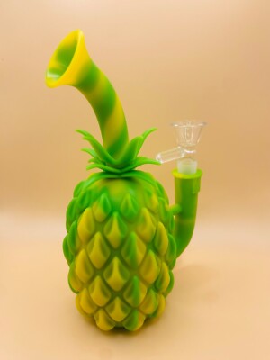 Collectible custom hookah, tobacco, green, bubbler shape like pineapple 