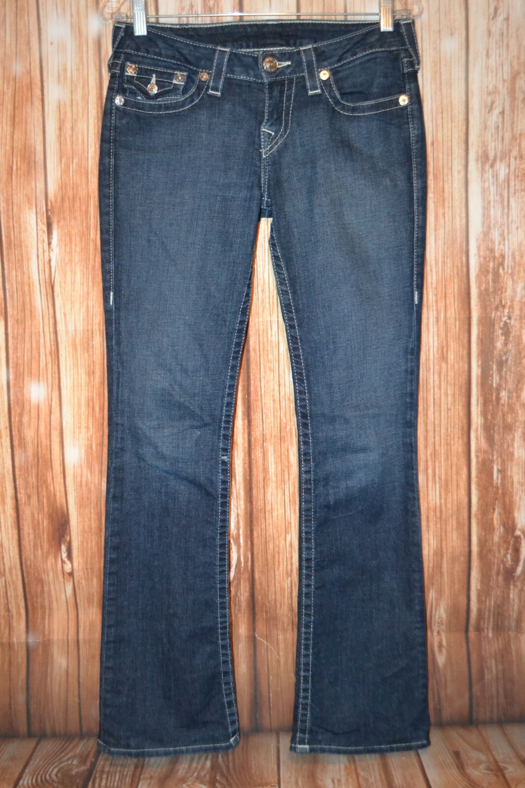True Religion Women's Hi-Rise Bootcut Thick Stitch Blue Jeans Sz 28x31 thumbnail 4