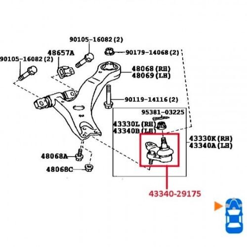TOYOTA 43340-29175 Suspension Ball Joint Front Left Lower | eBay 