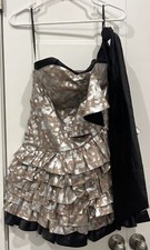 Marc By Marc Jacobs Womens Sweetheart Waist Tie Tiered Mini Dress Gray Size M