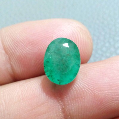100% Natural A+ Zambian Green Emerald Faceted Oval Shape 5.50 Crt Loose Gemstone