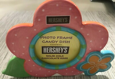 HERSHEY'S Kisses Chocolate Round Ceramic Photo Frame Easter Candy Dish Holder 