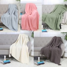 Cable Knit Sweater Design Soft Lightweight Throw Blanket