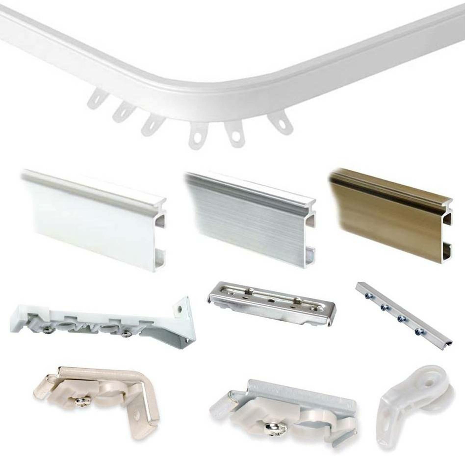 Speedy Fineline Aluminium Curtain Track or Accessories Straight or Bay