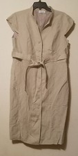 NWOT Calvin Klein Button-Down Khaki  Shirtdress in Natural Beige Sz 14