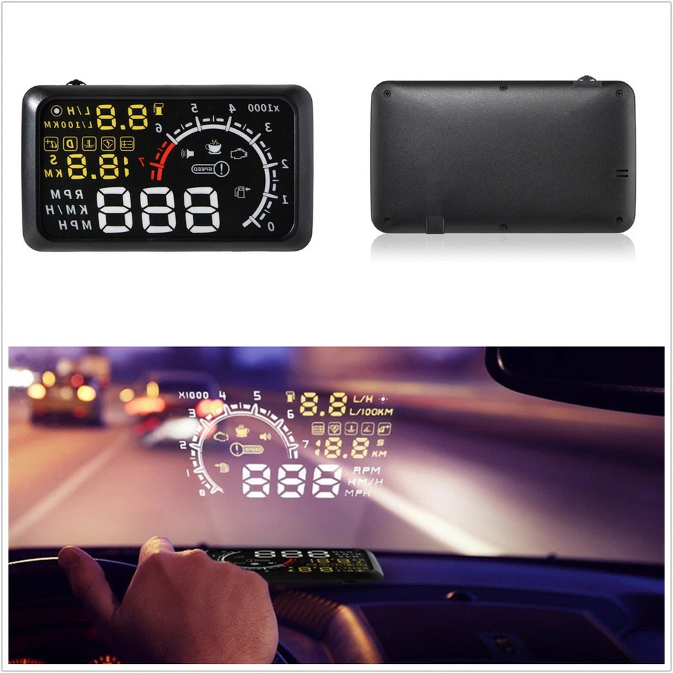 Universal 5.5" Car Off-Road HUD Head Up Display Engine Speed Warning Gauge Meter - Imagem 2 de 4