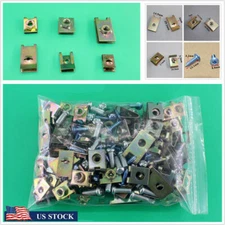 100 Pcs Mixed Fastener Car Bumper Fender Door Panel Fixed Screw U Nuts Clips USA