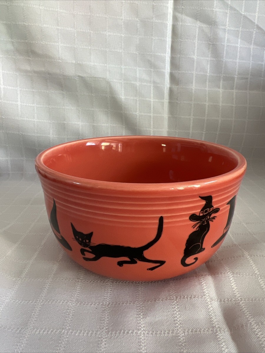 Fiestaware Halloween Bowl Made in USA Cats and Witches Orange Bowl