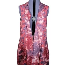 NWOT LOGO by Lori Goldstein Woven Tie-Dye Vest with Print Cotton Panels Sz M