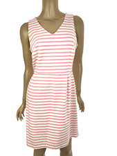 Old Navy Sheath Dress Sz M Pink & White Stripe Sleeveless Cotton Blend