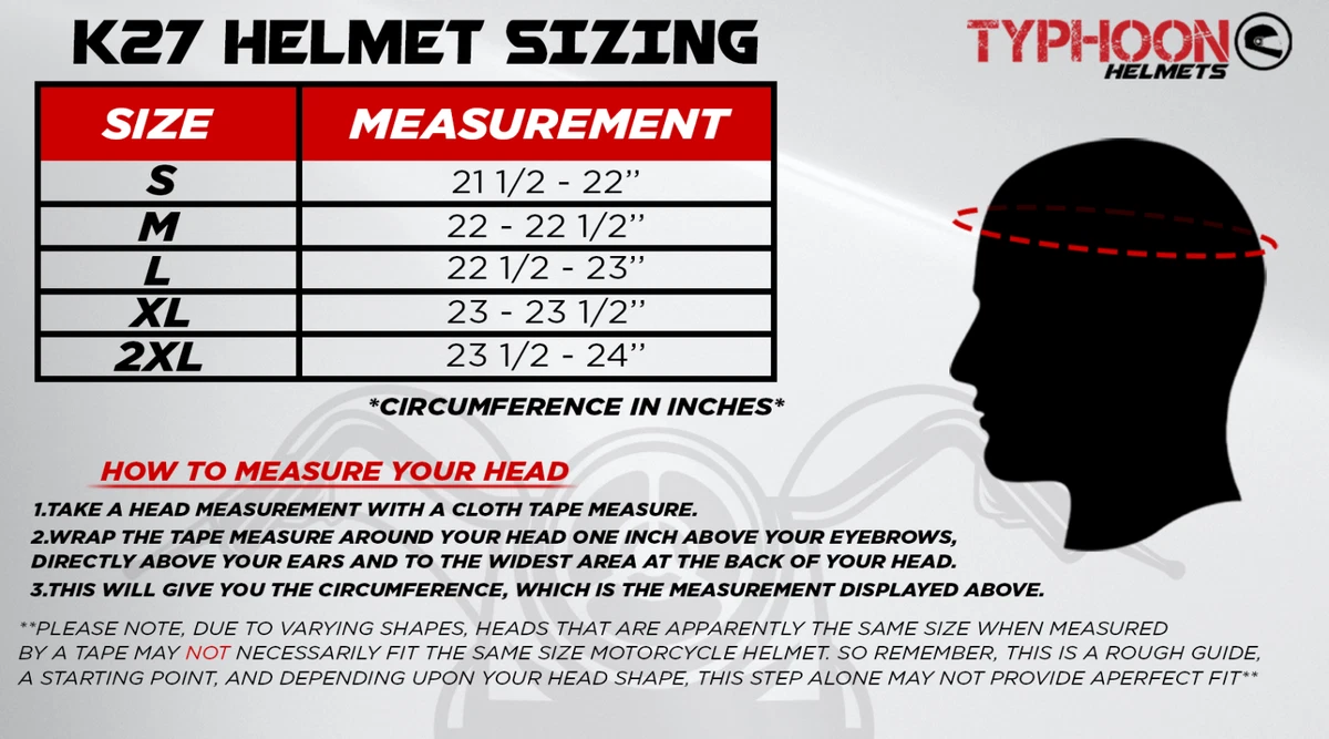 Dirt bike hotsell helmet size guide