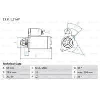Bosch Anlasser Starter 1.7Kw FüR Mercedes-Benz Vito Bus Viano Sprinter 35-T