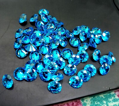 6X6 mm Certified Natural Santa Maria Aquamarine Round Loose Lot Gemstone 100 Pcs