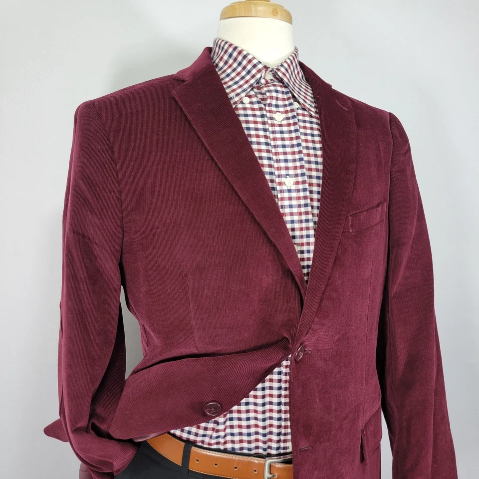 Abrigo Blazer Deportivo Adolfo Para Hombre Dos Botones Pana Marrón Oscuro Algodón Talla 44R Foto 4 de 4